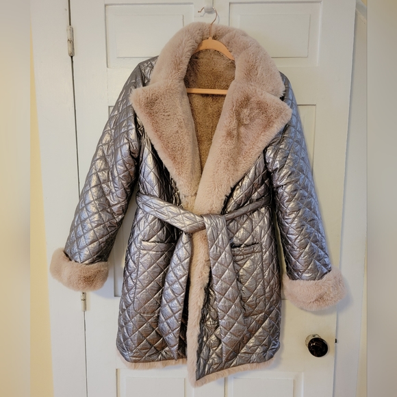 NWOT Reversible Faux Fur Coat - Picture 7 of 13